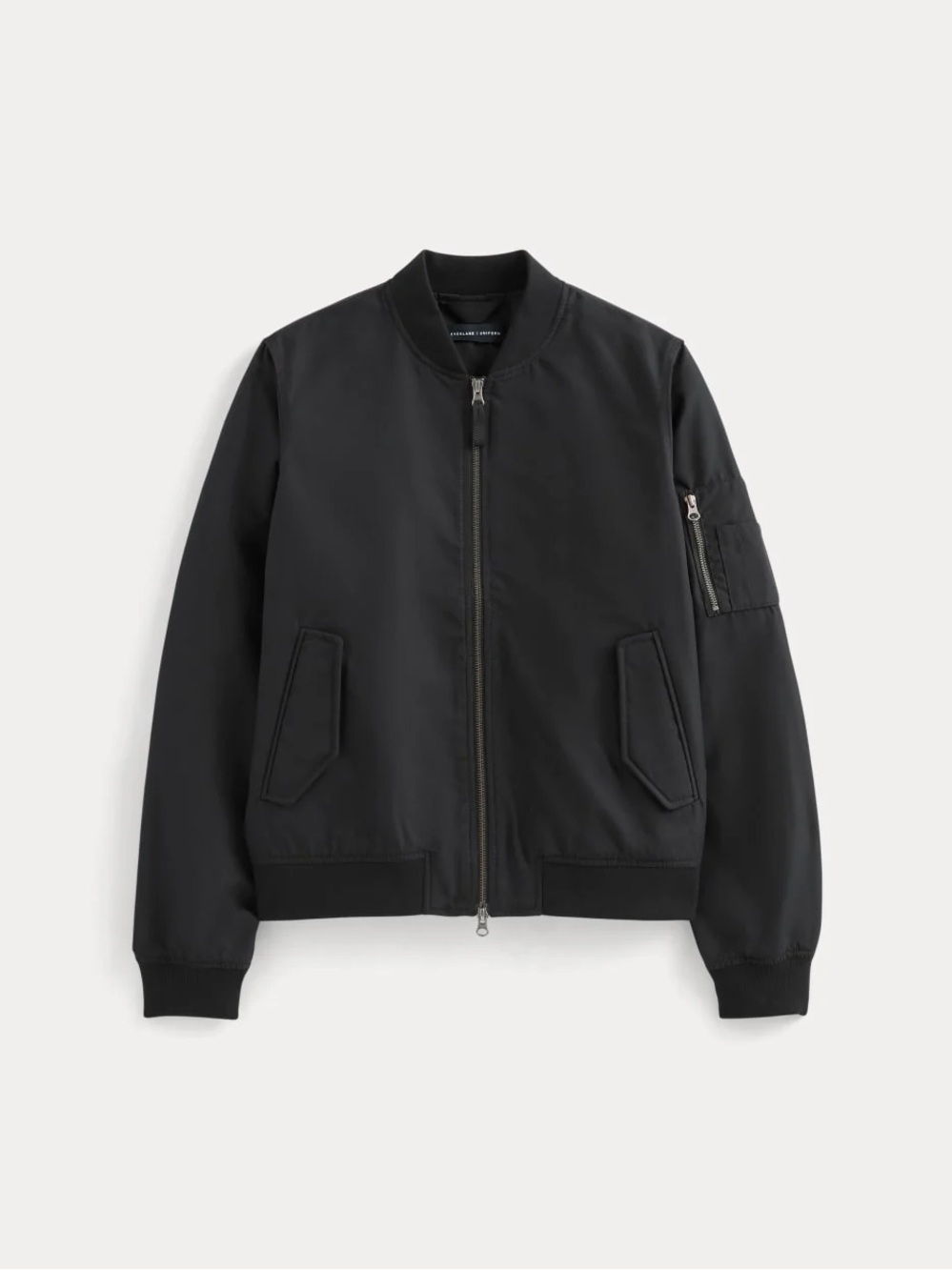 Everlane Black Bomber Jacket with Zip Pocket - M